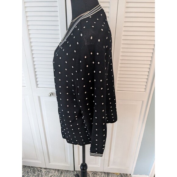 Jones New York Signature Sweater Womens L Polka Dots Black White Corpcore Office - Picture 4 of 9